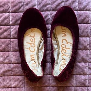 Sam Edelman Burgundy Velvet Flats